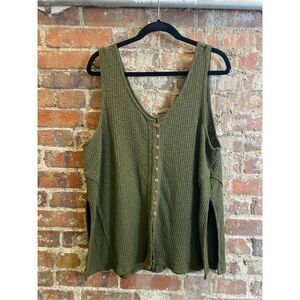 Cleo & Wolf Green Button-down Flowy Ribbed Tanktop Ladies Size XL